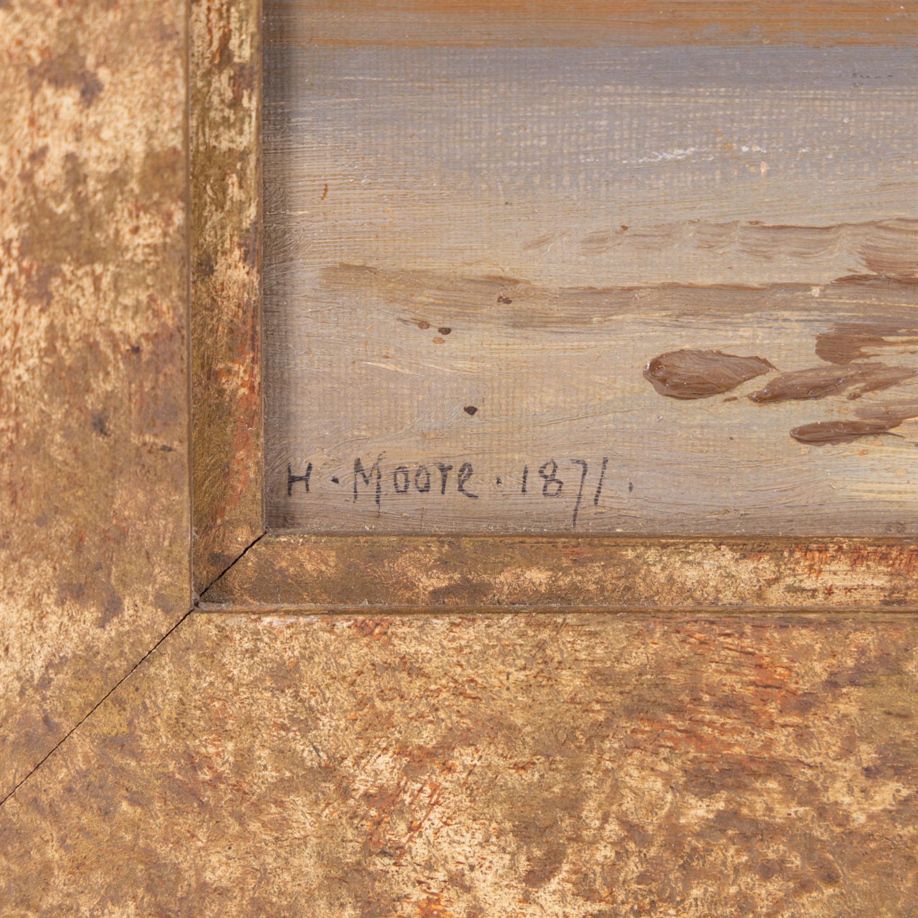 Henry Moore RA RWS (British 1831-1895): 'The Estuary of the Duddon', oil on canvas signed and dated 1871, original title label verso 30cm x 50cm