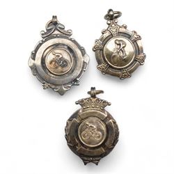 Masonic leather regalia case for De Lacy 4643 Lodge, containing a Masonic apron, By-Laws and Constitutions, gloves and cufflinks etc, with the original Toye, Kenning & Spencer Ltd box, together with three silver cycling medallions, brooch and silver plated cigarette case engraved with a map of India