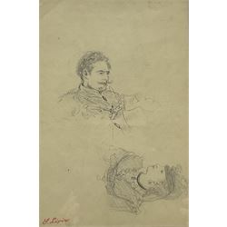 Stanislas (Victor Edouard) Lepine (1835-1892): Bust Portrait Studies of a Lady and Gentleman, pencil with artist's studio stamp 24cm x 16cm