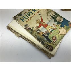 Collection of Vintage children's annuals, to include a number of Rupert the Bear examples dating from the 1940's, comprising 'The New Rupert Book' 1947, 'More Adventures of Rupert' 1947, 'A New Rupert Book' 1945, 'Rupert In More Adventures' 1944,  'More Rupert Adventures' 1943 and two examples of 'The Rupert Book' dated 1941 and 1948