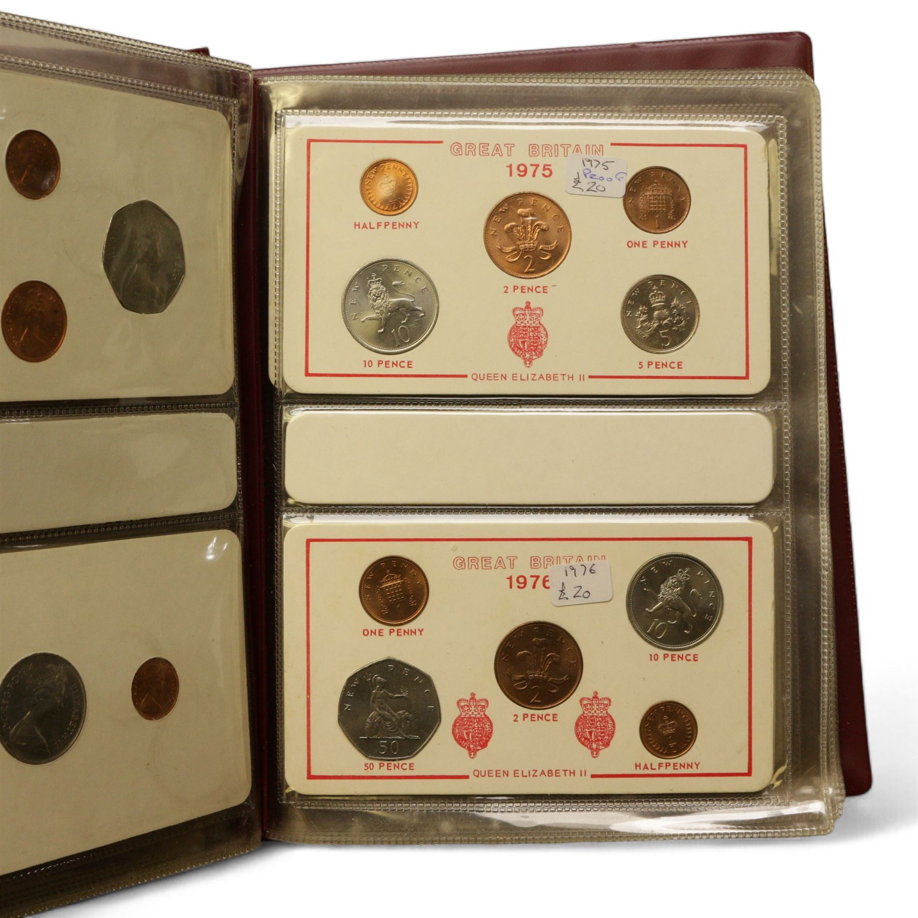 Mostly Great British coins, including various pre 1920 silver three pence pieces, pre 1947 silver sixpences and one shillings, pre-decimal coinage, commemorative crowns, unofficial year sets and part sets etc, housed in eight folders
