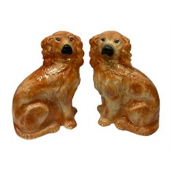 Pair Staffordshire style dogs 