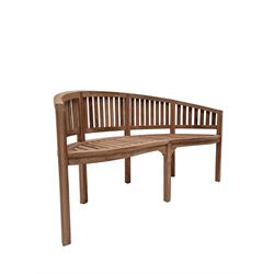 Teak wood slatted serpentine garden bench  - THIS LOT IS TO BE COLLECTED BY APPOINTMENT FROM DUGGLEBY STORAGE, GREAT HILL, EASTFIELD, SCARBOROUGH, YO11 3TX
