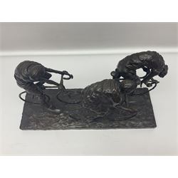 Grant Palmer; Wheels On Fire, limited edition bronze of cyclists, H21cm