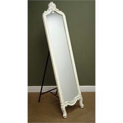  French style painted cheval dressing mirror, H160cm  