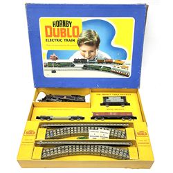 Hornby Dublo - three-rail EDG18 Tank Goods Train set with BR black 4MT Standard 2-6-4 tank locomotive No.80054, two wagons, brake van and quantity of track, boxed with oil tube and two packs of insulating tabs.
