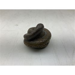 Netsuke in the form of a snake, signed to base