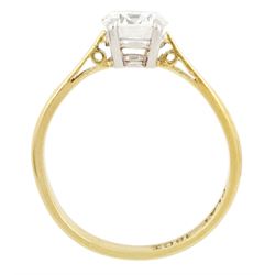 Gold single stone round brilliant cut diamond ring, stamped Plat 18ct, diamond approx 0.90 carat