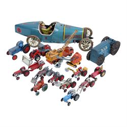 1980s reproduction tinplate Paya Bugatti and a collection of diecast tractors including Tr...
