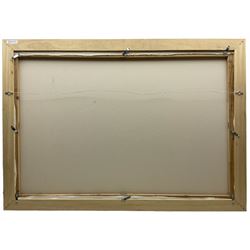 Dean Regan (Northern British 1960-): The Launching of the Robert and Mary Ellis Lifeboat at Whitby circa 1890, oil on canvas signed 75cm x 111cm 