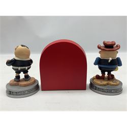 Ten Robert Harrop figures from the Beano Dandy collection, comprising Desperate Dan Keep on Rolling BDS10, Hank From The Three Bears BD37, Desperate Dan CBD15, Little Plum CBD23, 'Erbert CBD16, Fatty CBD08, Babyface Finlayson CBD06, Roger the Dodger CBD04, Beryl the Peril CBD17 and Collectors Plaque BDCP, all with boxes