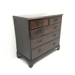 Georgian mahogany chest, two short and three long drawers, shaped bracket supports, W111cm, H100cm, D53cm