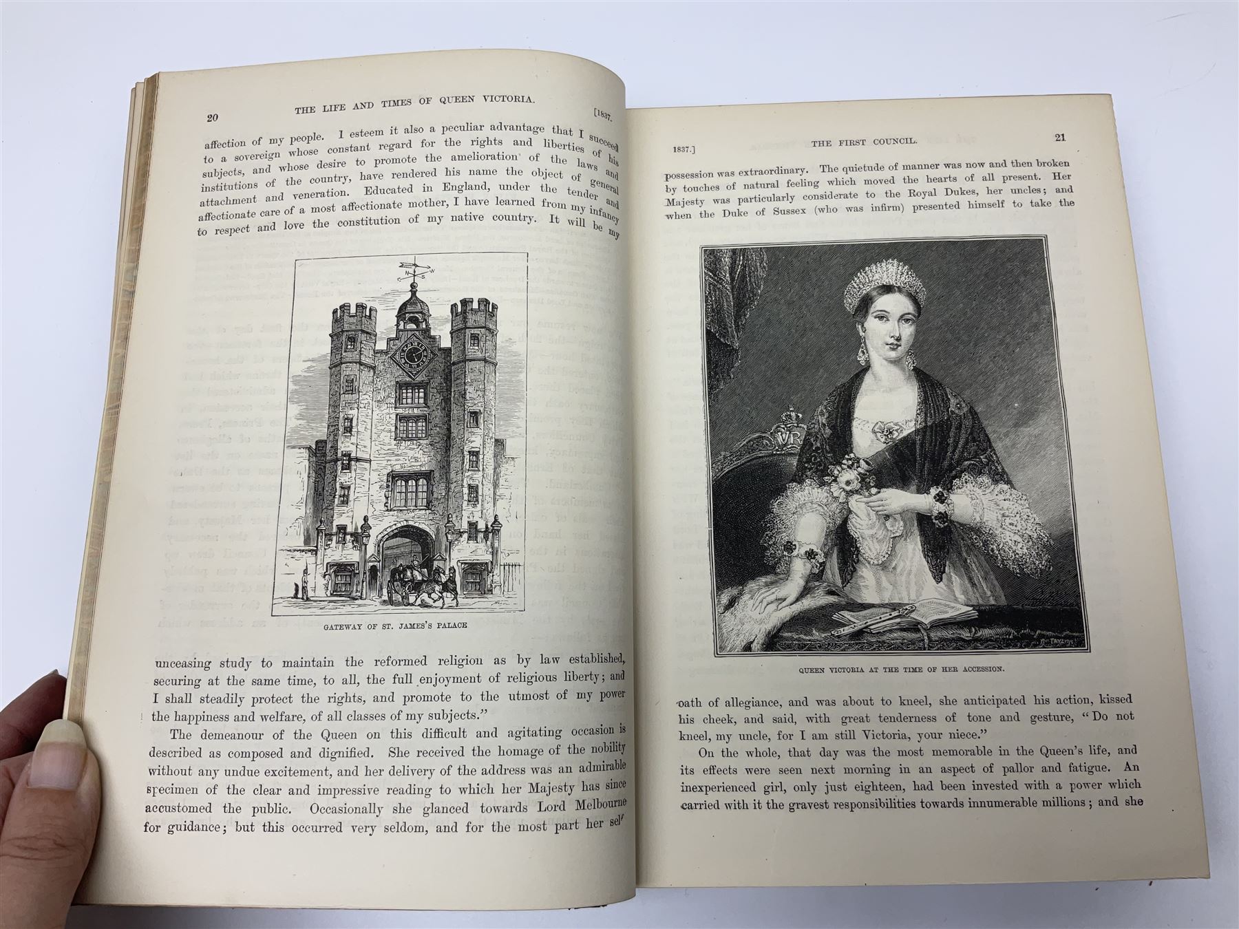 Three L Ruet etchings, together with two volumes of The Life and Times of Queen Victoria by Wilson 