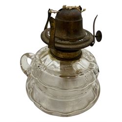 Wells Patent Unbreakable Safety hand held oil lamp, together with a glass hand held oil lamp