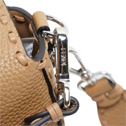 Fendi - Selleria Baguette shoulder bag, tan grained leather with hand-stitched detailing, palladium-tone FF buckle fastening, detachable leather top handle and shoulder strap, with authenticity card, dust bag and box