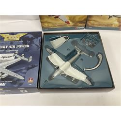 Corgi - Aviation Archive, five ‘Military Air Power’ 1:144 scale models comprising first issue 47509 Lockheed C-121A Constellation Mats; limited edition 48604 Bristol Britannia 253/CMK1 XM-496 Royal Air Force Transport Command limited edition no.1863/2700; two limited edition Thunder in the Skies models AA30005 Douglas C-47 Dakota no.1093/1900, and AA30507 Vickers V.838 Viscount no.1366/1500; limited edition AA30006 Modern Era Douglas C-47A Dakota - USAF 20th Tactical Fighter Wing no.639/1400; all boxed 