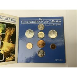 Great British and World coins, including halfcrowns, shillings, other pre-decimal coinage, The Royal Mint Great Britain and Northern Ireland 1972 coin set, commemorative crowns, various Irish coins etc