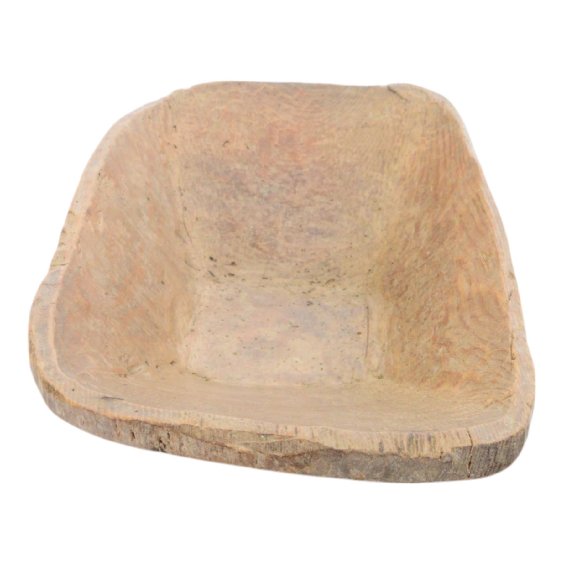 Carved wooden proving bowl of rectangular form, with provenance from a Yorkshire farmhouse, L68cm