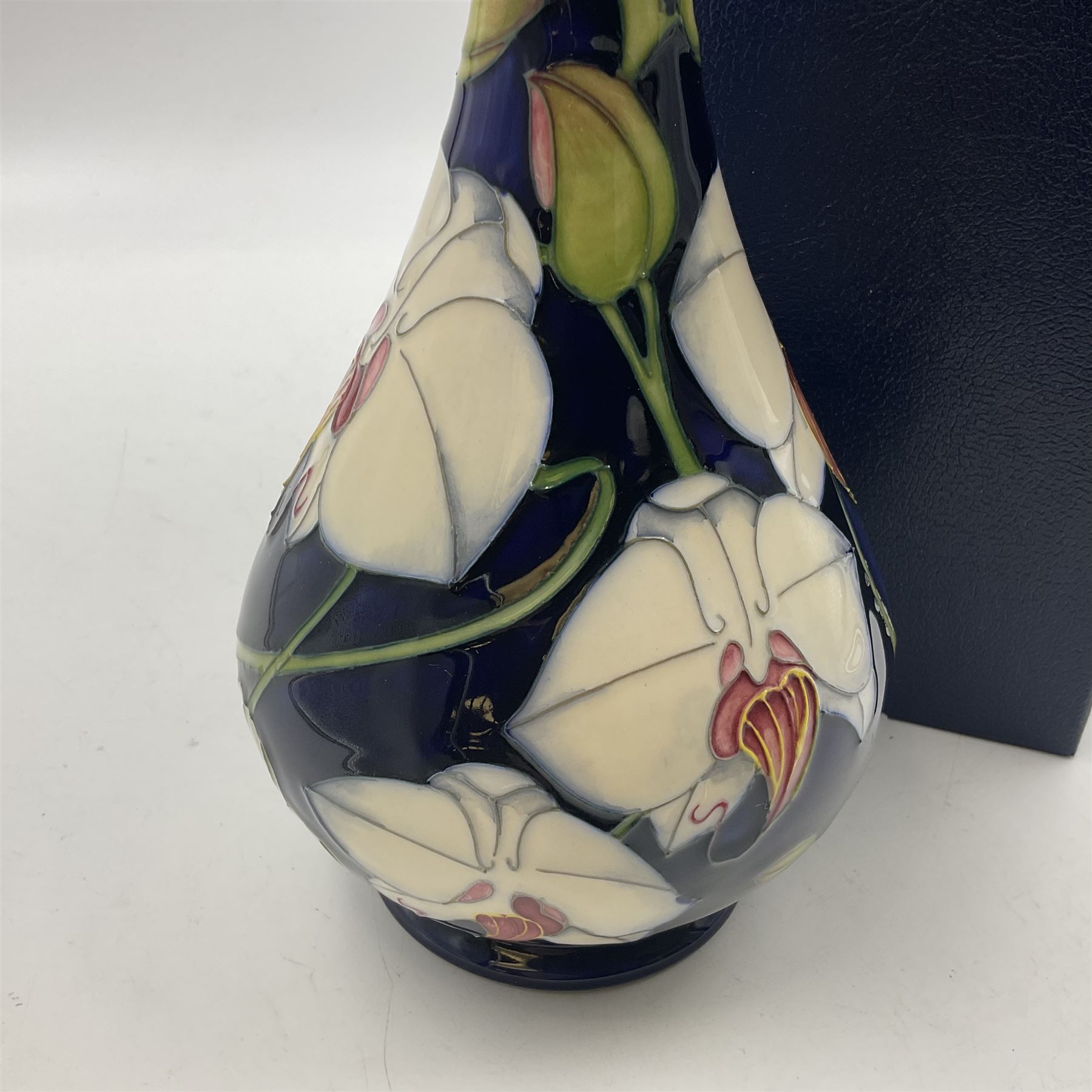 Moorcroft limited edition vase, of bottle form, decorated in the Chatsworth pattern by Phillip Gibson, circa 2001, 60/350, H23.5cm, with original box