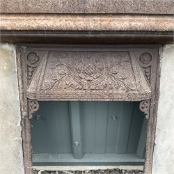 Late 19th century cast iron fireplace, the canopy decorated with flower head and foliate scrolls - THIS LOT IS TO BE COLLECTED BY APPOINTMENT FROM DUGGLEBY STORAGE, GREAT HILL, EASTFIELD, SCARBOROUGH, YO11 3TX