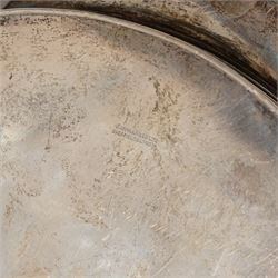 Silver oval tray with pierced rim and flattened handles W47cm Sheffield 1934 Maker Mappin & Webb