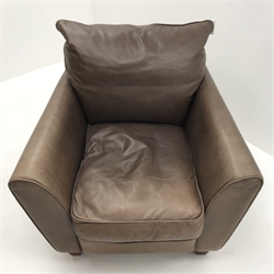 Collins & Hayes - armchair upholstered in brown leather, W92cm, D98cm