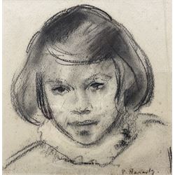 Philip Naviasky (Northern British 1894-1983): Portrait of a Girl (Possibly his Daughter Milly), charcoal signed 20cm x 20cm
