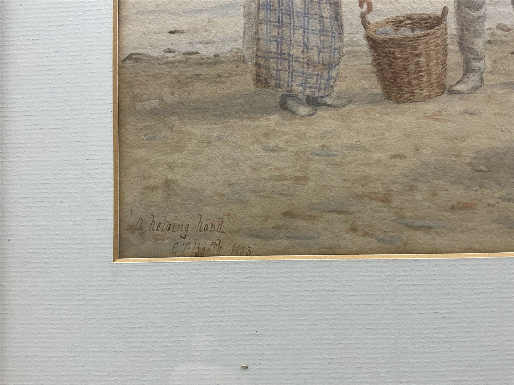 Edward C Booth (British 1821-post 1893): 'A Helping Hand', watercolour signed titled and dated 1893, 33cm x 23cm
Provenance: private collection, purchased Bairstow Eves Whitby September 2001