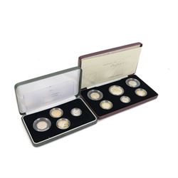 Two Royal Mint United Kingdom silver proof piedfort collections, comprising 2005 four coin...