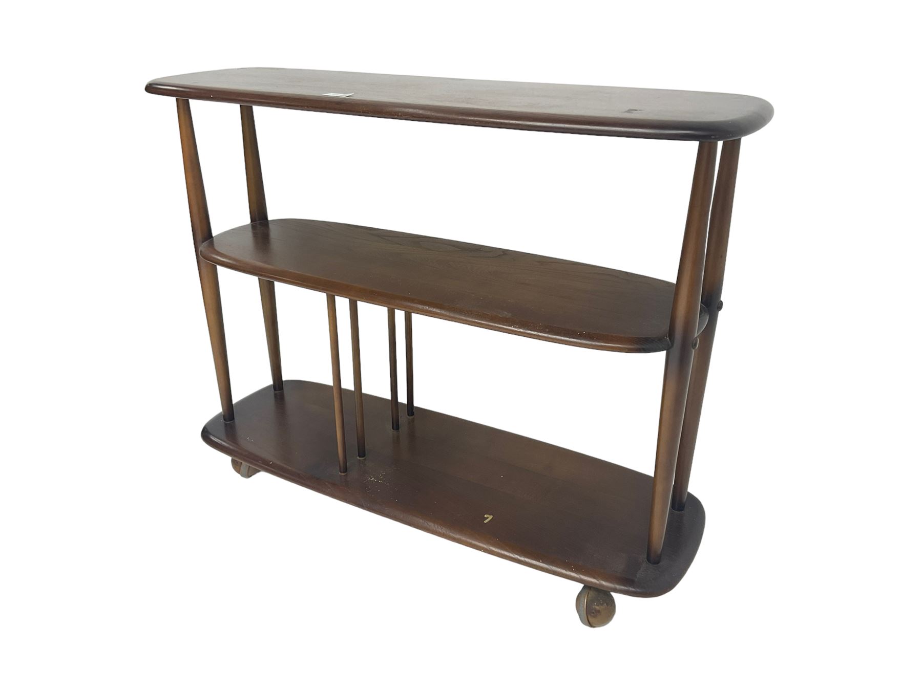 Ercol - elm and beech three tier stand on castors