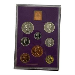 Three George III 1797 cartwheel twopence coins, Queen Elizabeth II 1953 ten coin set and three Great Britain and Norther Ireland 1970 proof coin sets