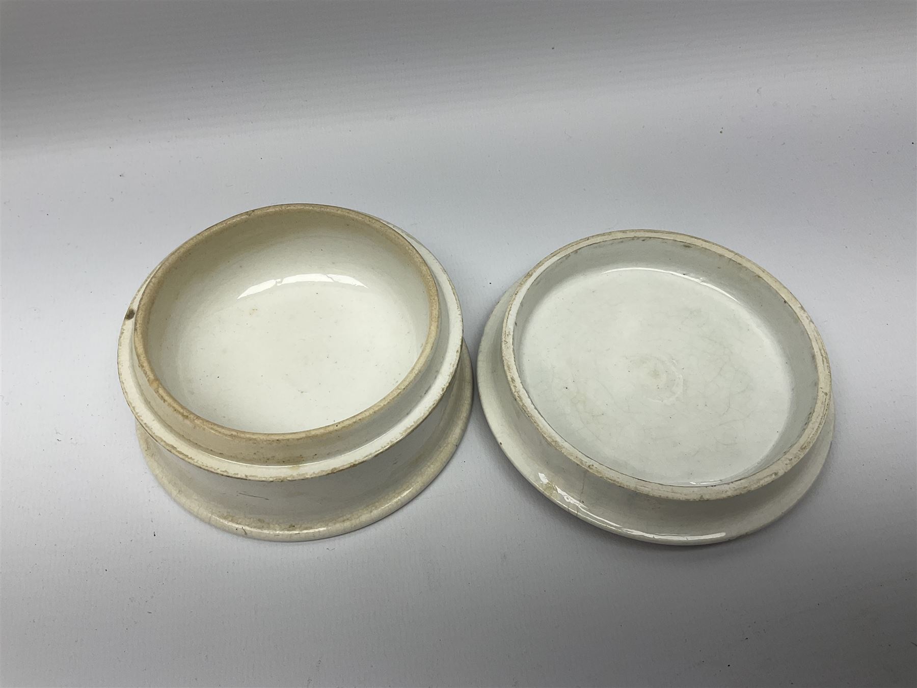Victorian Prattware pot lid and base 