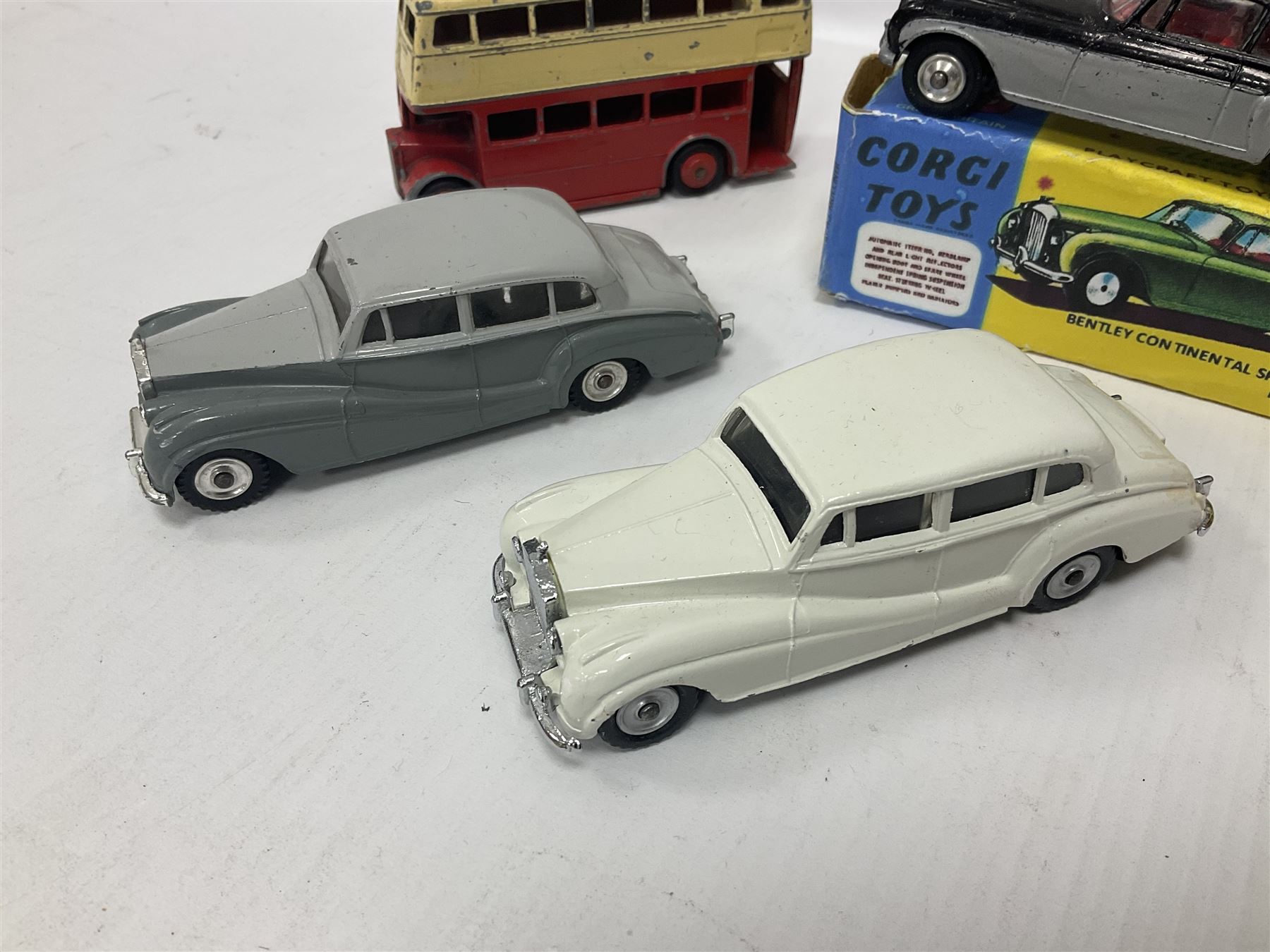 Dinky/Corgi - Dinky Bedford 10cwt Van ‘Kodak’ no.480, boxed; Corgi Bentley Continental Sports Saloon no.224 in replica box; along with further loose, playworn and repainted models to include Dinky Rolls-Royce Silver Wraith and Phantom V models etc 