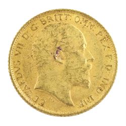 King Edward VII 1908 gold half sovereign coin, Sydney mint