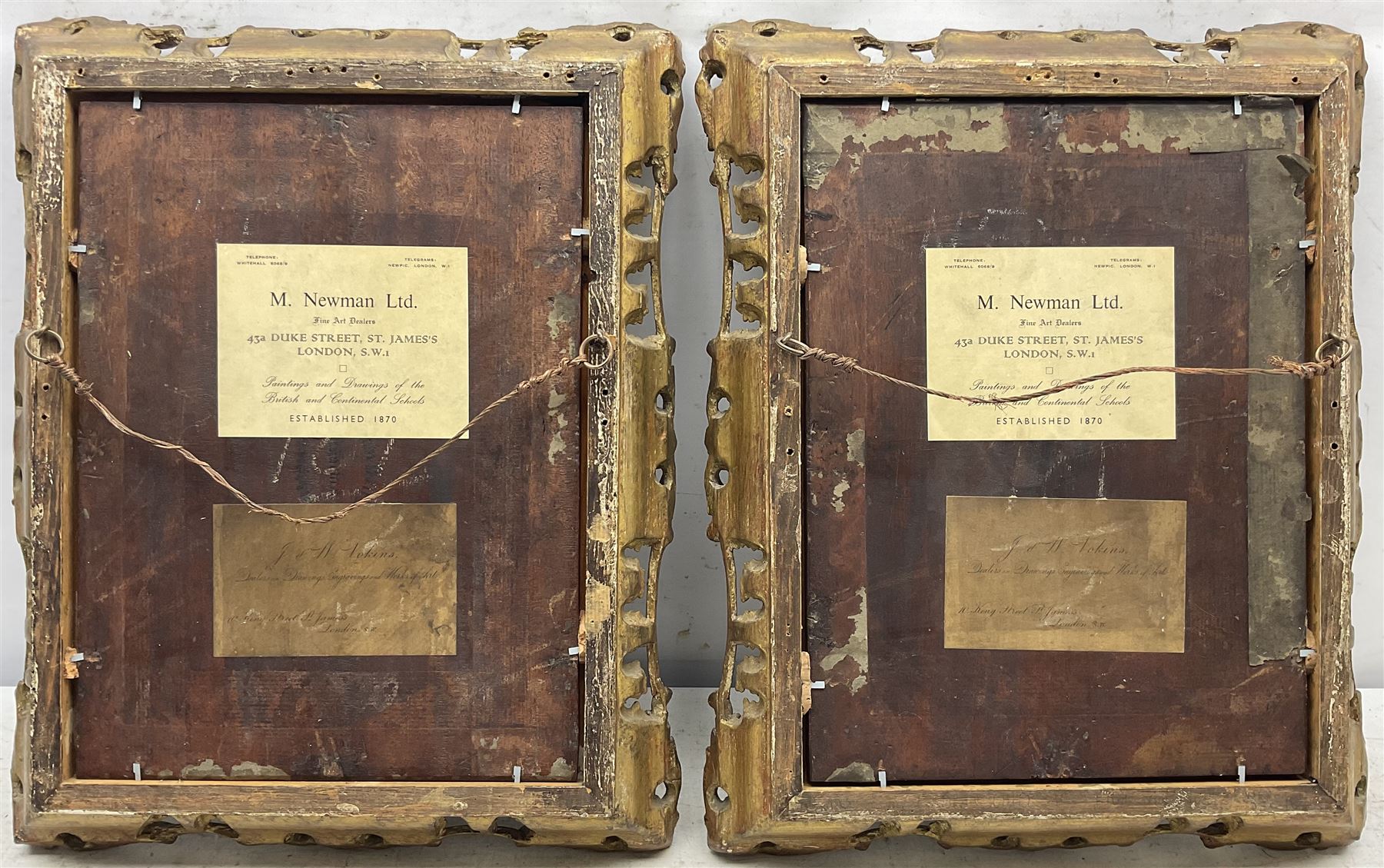 Joseph Emanuel Weiser (German 1847-1911): 'A Pretty Slipper' and 'A Pinch of Snuffe', pair oils on panel signed, titled on plaques 30cm x 23cm (2) 
Provenance: with M Newman Fine Art, London and J & W Vokins, London, labels verso