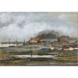 Len Hubbard (British 20th century): The Butt and Oyster Pin Mill, watercolour signed, labelled verso 27cm x 38cm