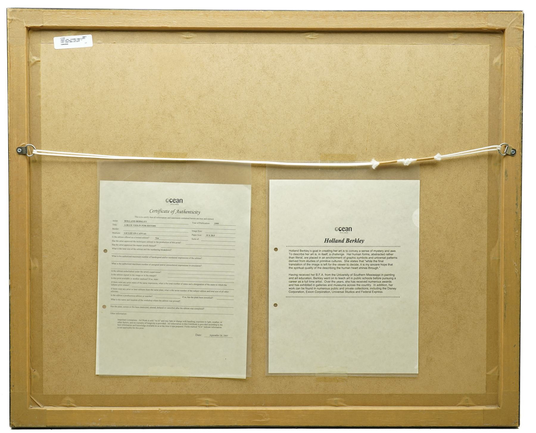 Jacqueline Holland Berkley (British 20th century): 'A Blue Violin For Sisters', limited edition print signed and numbered 390/495, 37cm x 51cm 