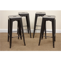  Set four grey metal stools, H77cm  