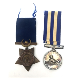  Egypt pair, Egypt medal 1882-89 to 4973 Pte.G.Russell 3/Grenr. Gds and Khedive's Star later named G.Russell 4973 3GG, both with ribbons (2)   