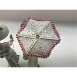 Two Lladro figures, comprising Garden Classic, no 7617 and Garden Song, no 7618, with original boxes and artists signature beneath, largest example H23cm