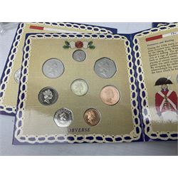 Thirteen The Royal Mint United Kingdom brilliant uncirculated coin collection dated two 1985, two 1986, two 1987, 1988, two 1989, two 1990, two 1991, all in card folders