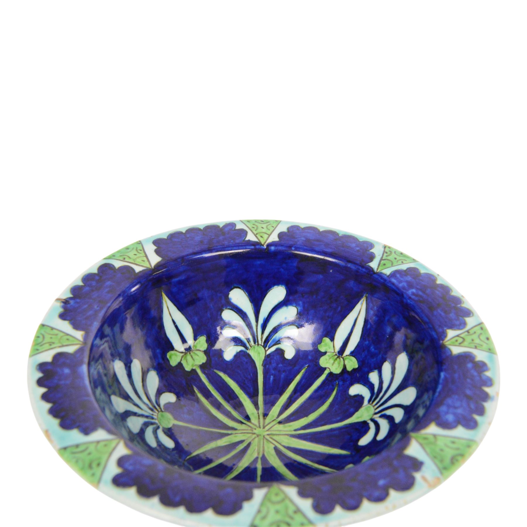 After Torquato Castellani, tin-glazed earthenware bowl, with a floral design the the centre, marked beneath, D19cm 