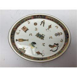 Royal Crown Derby Treasures of Childhood cabaret set, comprising tray, milk jug, sucrier, teacup and saucer, together with two Royal Crown Derby Treasures of Childhood paperweights Fleur and Ragdoll Sailor and Teddy bear paperweight, all paperweights are without stoppers