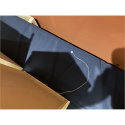 Seagull Pub - scratch-built wooden doll's house as a two-storey gable fronted public house painted in white green and maroon; the hinged front with ground floor veranda and window over opening to reveal two fully furnished rooms with dog-leg staircase and well stocked bar with bar-tender L31cm H62cm D37cm; together with Corner Shop and Dollies Pantry; a similarly painted scratch-built wooden two-storey flat-roofed doll's house as a well stocked ground floor grocery shop with stairs up to two further fully furnished rooms and more stairs giving access to a roof terrace L46cm H57cm D33cm (2)