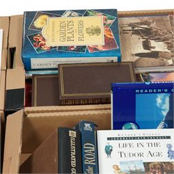 Large collection of prints, original oil of Chinese Junk ships, quantity of books, mainly historical and art related, two chess boards and figures, etc 