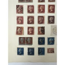 Great British Queen Victoria stamps, including two penny blacks both with red MX cancels, 1840 two pence blue with black MX cancel, various penny red etc, housed on an album page