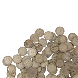 Approximately one hundred and sixty Great British pre-1947 silver one shilling coins