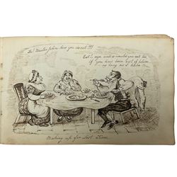 George Cruikshank (British 1792-1878): 'Illustrations of Time', original sketchbook containing eighteen preliminary pen and ink  sketches for the folio pub. 1827, signed in the title page with inscriptions for each sketch 12cm x 19cm
