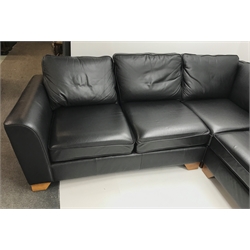  Mark's & Spencer's Home corner sofa upholstered in black leather, W258cm, D258cm  