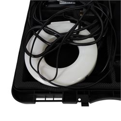 Photography lighting equipment, comprising Lastolite background, two Pixapro reflectors, Manfrotto tripod and Lencarta Safari 600 ring flash